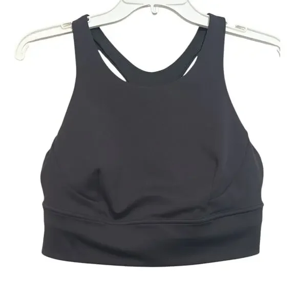 Lululemon Wunder Train Bra Black 12 High Neck Long Line - Picture 1 of 4